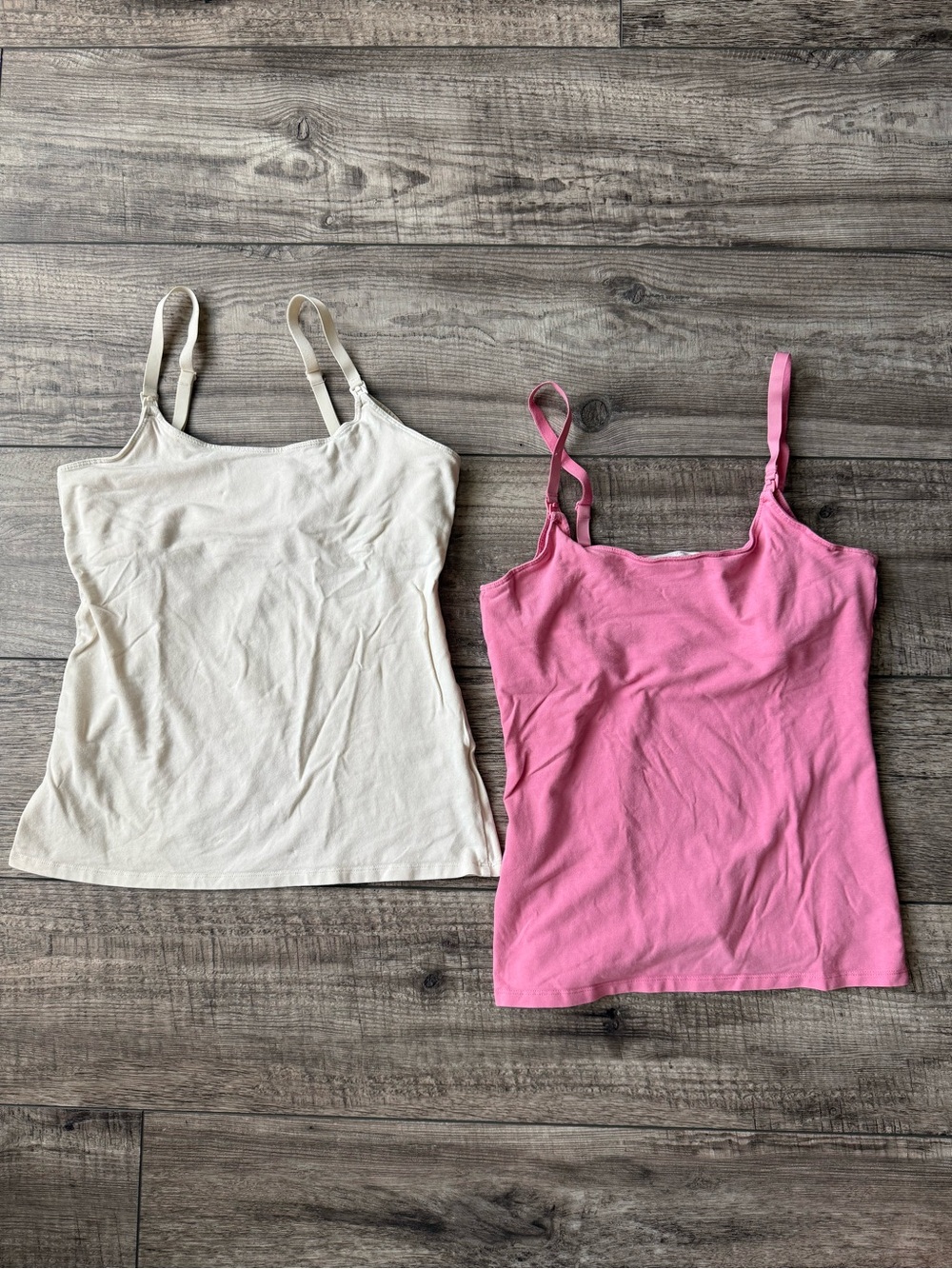 Bundle of 2 pink and cream nursing tank tops - H&M Maternité